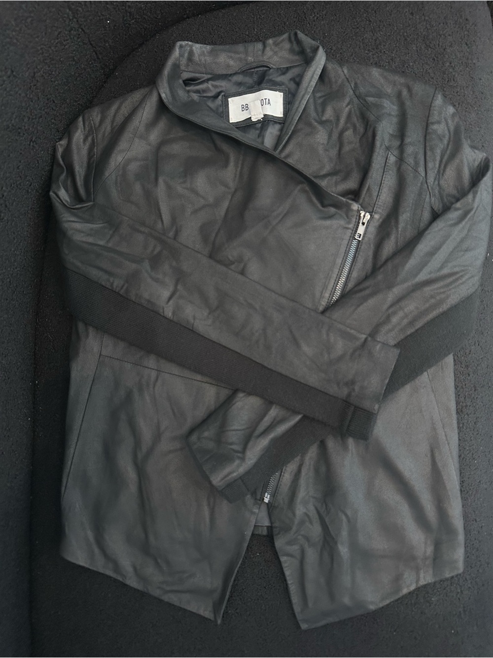 BB Dakota Asymmetrical Leather Zip Up Jacket